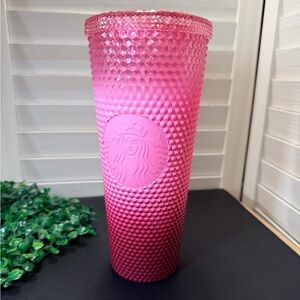 NWT Starbucks Holiday 2022 Waxberry Pink Ombre Studded Tumbler - no straw